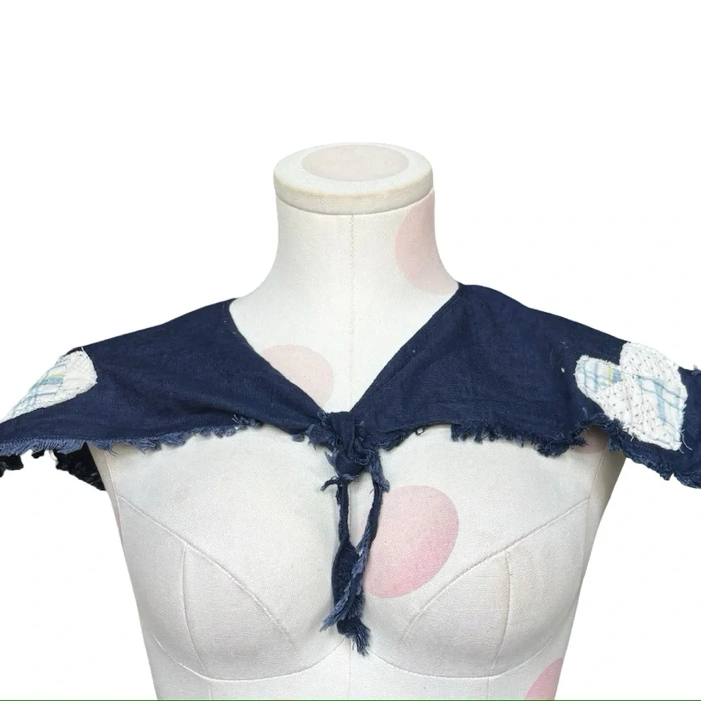 Vintage Handmade – Blue Denim Heart Tie-On Capelet Set – set of 2 - Picture 5 of 5